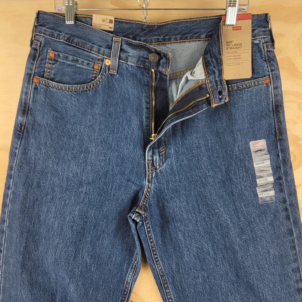 Levi's 565 '97 Loose Straight Jeans Mens 33x32 (Fits 33x31) Blue Denim Y2K Style